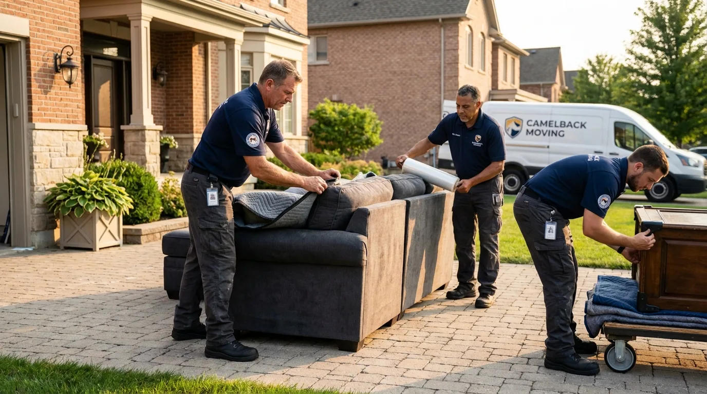 Large estate moving crew wrapping furniture in Raymore, MO